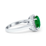 Halo Engagement Ring Large Round Simulated Cubic Zirconia 925 Sterling Silver
