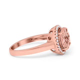 Halo Engagement Ring Large Round Simulated Cubic Zirconia 925 Sterling Silver