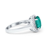 Halo Engagement Ring Large Round Simulated Cubic Zirconia 925 Sterling Silver
