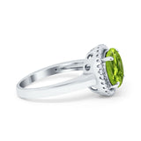 Halo Engagement Ring Large Round Simulated Cubic Zirconia 925 Sterling Silver