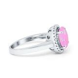 Halo Engagement Ring Large Round Simulated Cubic Zirconia 925 Sterling Silver
