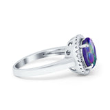 Halo Engagement Ring Large Round Simulated Cubic Zirconia 925 Sterling Silver