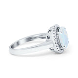 Halo Engagement Ring Large Round Simulated Cubic Zirconia 925 Sterling Silver