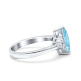 Vintage Art Deco Marquise Wedding Ring Simulated Cubic Zirconia 925 Sterling Silver