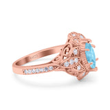 Marquise Art Deco Wedding Engagement Bridal Ring Accent Vintage Round Simulated Cubic Zirconia 925 Sterling Silver