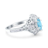 Marquise Art Deco Wedding Engagement Bridal Ring Accent Vintage Round Simulated Cubic Zirconia 925 Sterling Silver