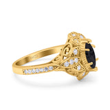 Marquise Art Deco Wedding Engagement Bridal Ring Accent Vintage Round Simulated Cubic Zirconia 925 Sterling Silver