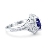 Marquise Art Deco Wedding Engagement Bridal Ring Accent Vintage Round Simulated Cubic Zirconia 925 Sterling Silver