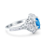 Marquise Art Deco Wedding Engagement Bridal Ring Accent Vintage Round Simulated Cubic Zirconia 925 Sterling Silver