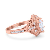 Marquise Art Deco Wedding Engagement Bridal Ring Accent Vintage Round Simulated Cubic Zirconia 925 Sterling Silver