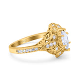 Marquise Art Deco Wedding Engagement Bridal Ring Accent Vintage Round Simulated Cubic Zirconia 925 Sterling Silver