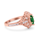 Marquise Art Deco Wedding Engagement Bridal Ring Accent Vintage Round Simulated Cubic Zirconia 925 Sterling Silver