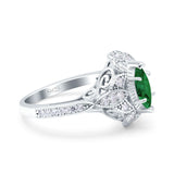 Marquise Art Deco Wedding Engagement Bridal Ring Accent Vintage Round Simulated Cubic Zirconia 925 Sterling Silver