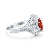Marquise Art Deco Wedding Engagement Bridal Ring Accent Vintage Round Simulated Cubic Zirconia 925 Sterling Silver