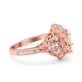 Marquise Art Deco Wedding Engagement Bridal Ring Accent Vintage Round Simulated Cubic Zirconia 925 Sterling Silver
