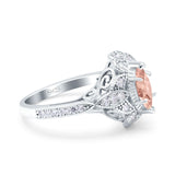Marquise Art Deco Wedding Engagement Bridal Ring Accent Vintage Round Simulated Cubic Zirconia 925 Sterling Silver