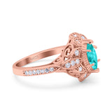 Marquise Art Deco Wedding Engagement Bridal Ring Accent Vintage Round Simulated Cubic Zirconia 925 Sterling Silver