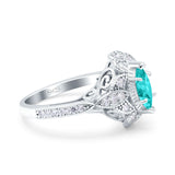 Marquise Art Deco Wedding Engagement Bridal Ring Accent Vintage Round Simulated Cubic Zirconia 925 Sterling Silver