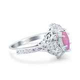 Marquise Art Deco Wedding Engagement Bridal Ring Accent Vintage Round Simulated Cubic Zirconia 925 Sterling Silver