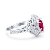 Marquise Art Deco Wedding Engagement Bridal Ring Accent Vintage Round Simulated Cubic Zirconia 925 Sterling Silver