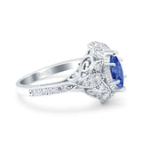 Marquise Art Deco Wedding Engagement Bridal Ring Accent Vintage Round Simulated Cubic Zirconia 925 Sterling Silver