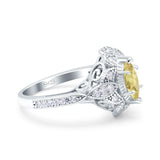 Marquise Art Deco Wedding Engagement Bridal Ring Accent Vintage Round Simulated Cubic Zirconia 925 Sterling Silver