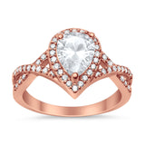 Teardrop Wedding Promise Ring Infinity Round Simulated CZ 925 Sterling Silver RING-17609