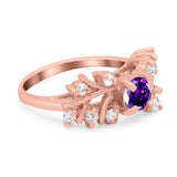 Vintage Style Wedding Bridal Ring Round Simulated Cubic Zirconia 925 Sterling Silver