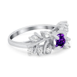 Vintage Style Wedding Bridal Ring Round Simulated Cubic Zirconia 925 Sterling Silver