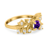 Vintage Style Wedding Bridal Ring Round Simulated Cubic Zirconia 925 Sterling Silver