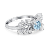 Vintage Style Wedding Bridal Ring Round Simulated Cubic Zirconia 925 Sterling Silver
