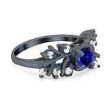 Vintage Style Wedding Bridal Ring Round Simulated Cubic Zirconia 925 Sterling Silver