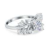 Vintage Style Wedding Bridal Ring Round Simulated Cubic Zirconia 925 Sterling Silver