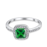 Halo Accent Engagement Ring Simulated Cubic Zirconia 925 Sterling Silver