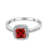 Halo Accent Engagement Ring Simulated Cubic Zirconia 925 Sterling Silver