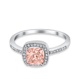 Halo Accent Engagement Ring Simulated Cubic Zirconia 925 Sterling Silver