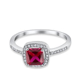 Halo Accent Engagement Ring Simulated Cubic Zirconia 925 Sterling Silver