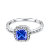 Halo Accent Engagement Ring Simulated Cubic Zirconia 925 Sterling Silver