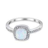 Halo Accent Engagement Ring Simulated Cubic Zirconia 925 Sterling Silver