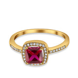 Halo Accent Engagement Ring Simulated Cubic Zirconia 925 Sterling Silver