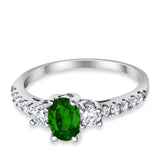 Accent Wedding Engagement Ring Oval Simulated Cubic Zirconia 925 Sterling Silver