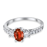 Accent Wedding Engagement Ring Oval Simulated Cubic Zirconia 925 Sterling Silver
