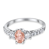 Accent Wedding Engagement Ring Oval Simulated Cubic Zirconia 925 Sterling Silver