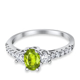 Accent Wedding Engagement Ring Oval Simulated Cubic Zirconia 925 Sterling Silver