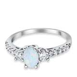 Accent Wedding Engagement Ring Oval Simulated Cubic Zirconia 925 Sterling Silver