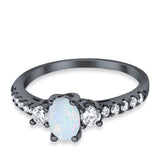 Accent Wedding Engagement Ring Oval Simulated Cubic Zirconia 925 Sterling Silver