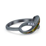 Infinity Ring Lab Created Opal Round Simulated Cubic Zirconia 925 Sterling Silver