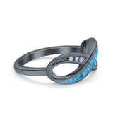 Infinity Ring Lab Created Opal Round Simulated Cubic Zirconia 925 Sterling Silver