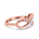 Infinity Ring Lab Created Opal Round Simulated Cubic Zirconia 925 Sterling Silver