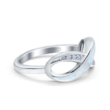 Infinity Ring Lab Created Opal Round Simulated Cubic Zirconia 925 Sterling Silver